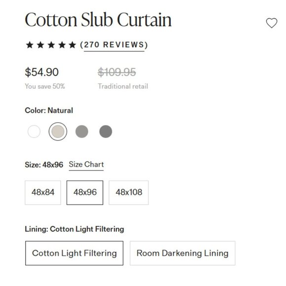 NWT Quince Cotton Slub Natural Curtains Set Of 2 Panels 48"x 96" Retail $110 Q22 - Picture 5 of 10